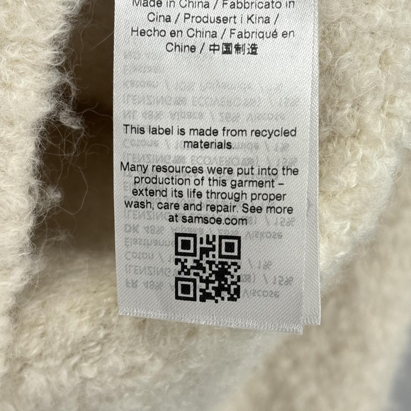 Samsoe Samsoe Jacket Womens Small Beige White Emilie Alpaca Blend Boucle Cropped - Picture 10 of 16